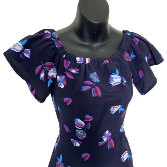 Rebecca Taylor Bell Flower Off the Shoulder Ruffle Midi Dress Size 0 RETAIL $389 - Picture 3 of 9